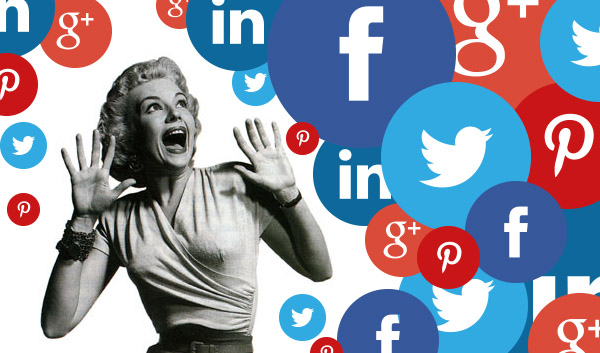 Woman surrounded by social media icons